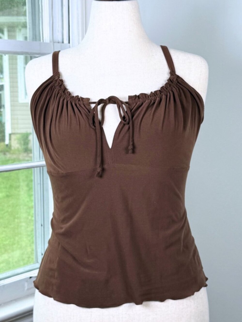 Y2K Chocolate Brown Milkmaid Silky Babydoll Cami Top Bisou Bisou Intimates XL